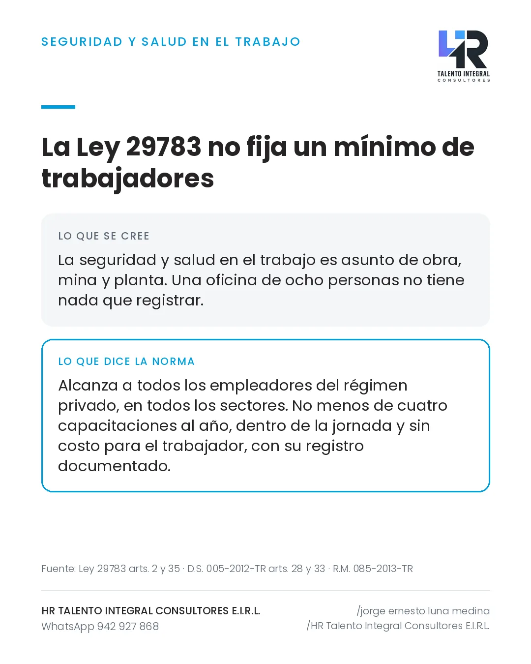 Pieza de Criterio HRTIC: SST en una oficina de ocho personas: sí, también aplica