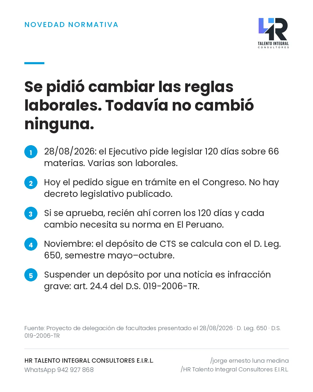 Pieza de Criterio HRTIC: Facultades legislativas: qué cambió en lo laboral (nada, todavía)