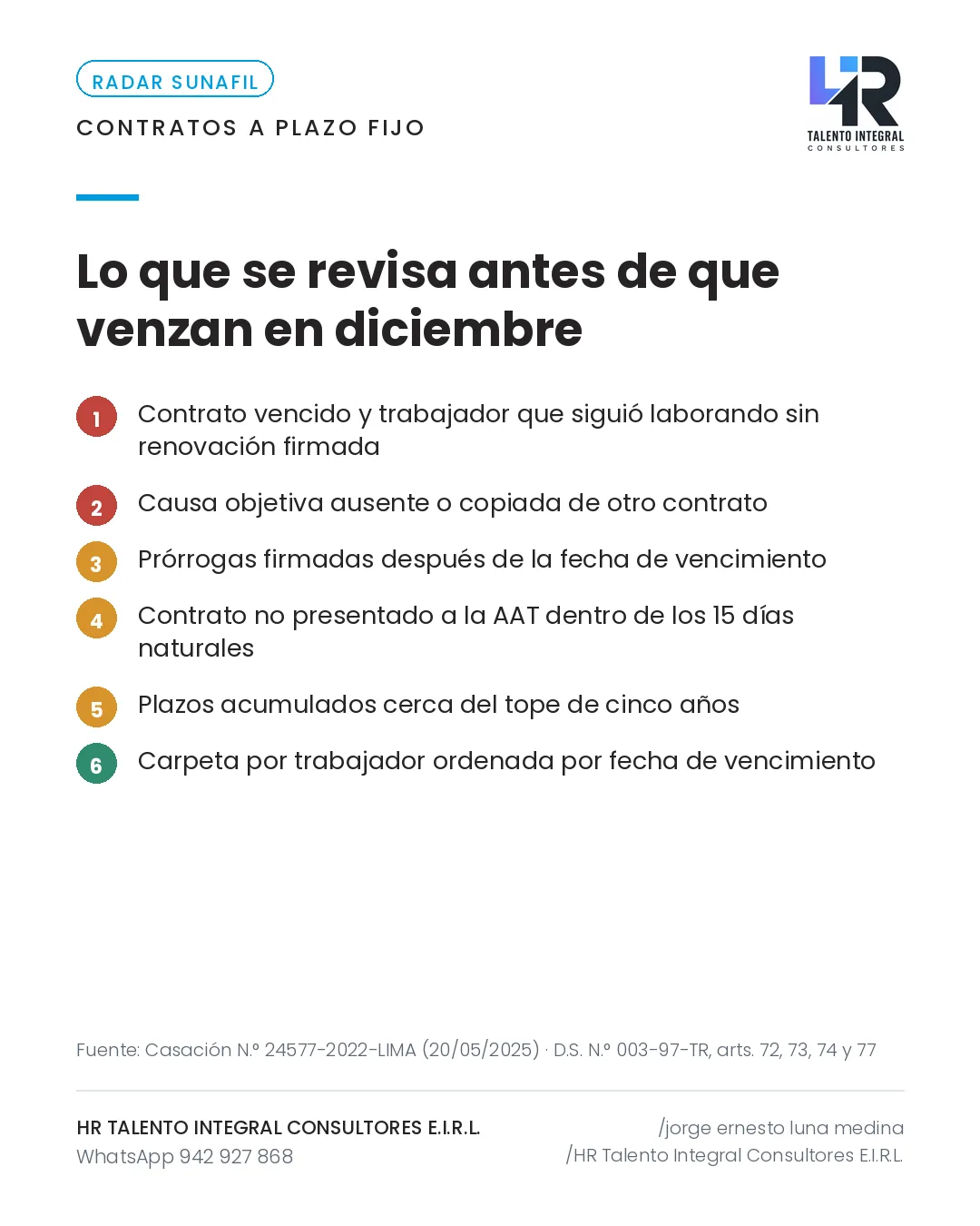 Pieza de Criterio HRTIC: Contratos a plazo fijo: SUNAFIL puede declarar su desnaturalización