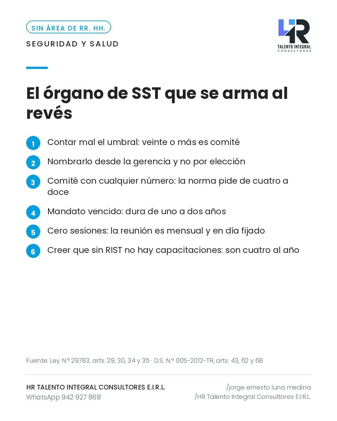 Pieza de Criterio HRTIC: Supervisor de SST: seis errores de la empresa chica