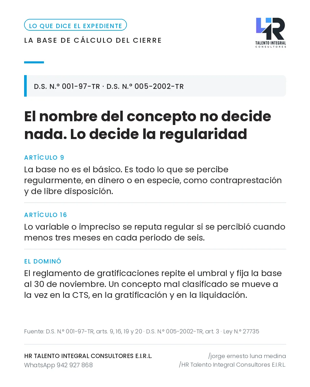 Pieza de Criterio HRTIC: Remuneración computable: la regla de los tres meses