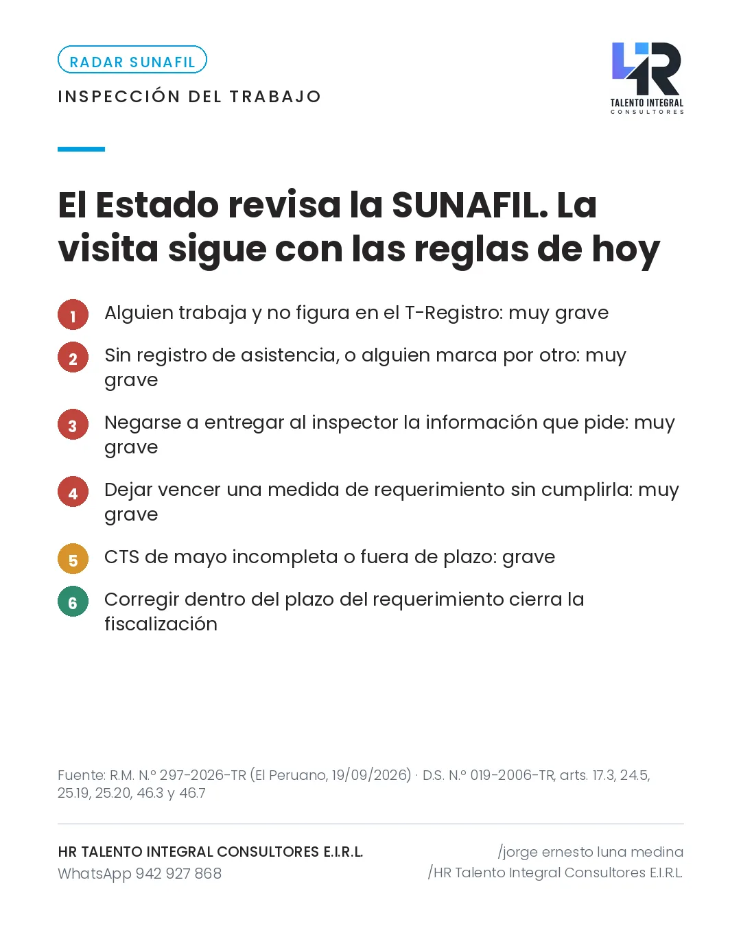 Pieza de Criterio HRTIC: Radar SUNAFIL: la comisión que revisa la inspección y el semáforo de hoy
