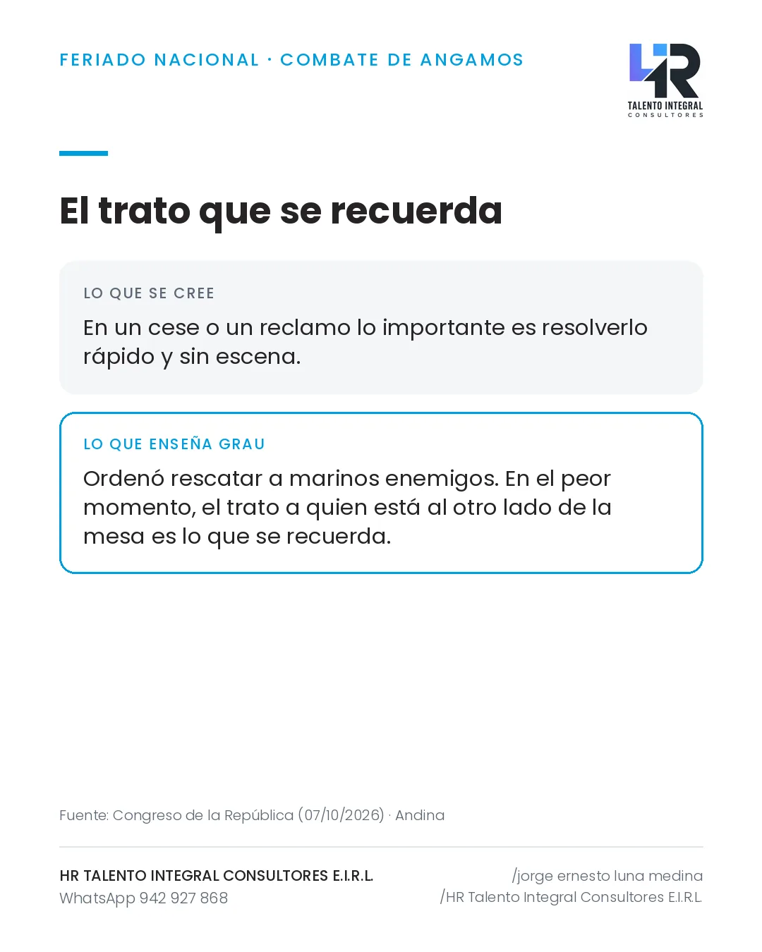 Pieza de Criterio HRTIC: Angamos: el trato que se recuerda en el peor momento
