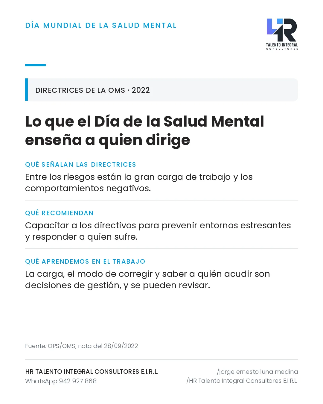 Pieza de Criterio HRTIC: Día Mundial de la Salud Mental: lo que enseña a quien dirige personas