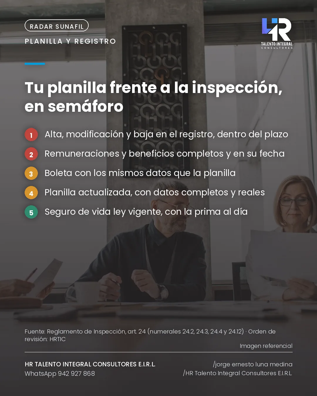 Pieza de Criterio HRTIC: Tu planilla frente a la inspección, en semáforo