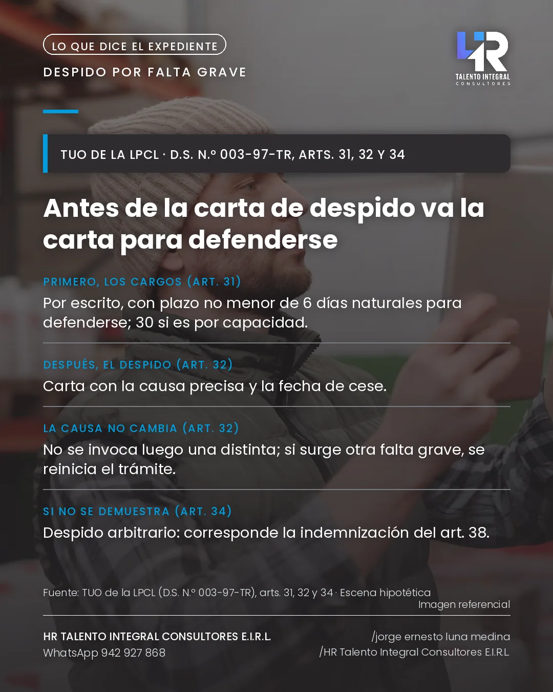 Pieza de Criterio HRTIC: Antes de la carta de despido va la carta para defenderse
