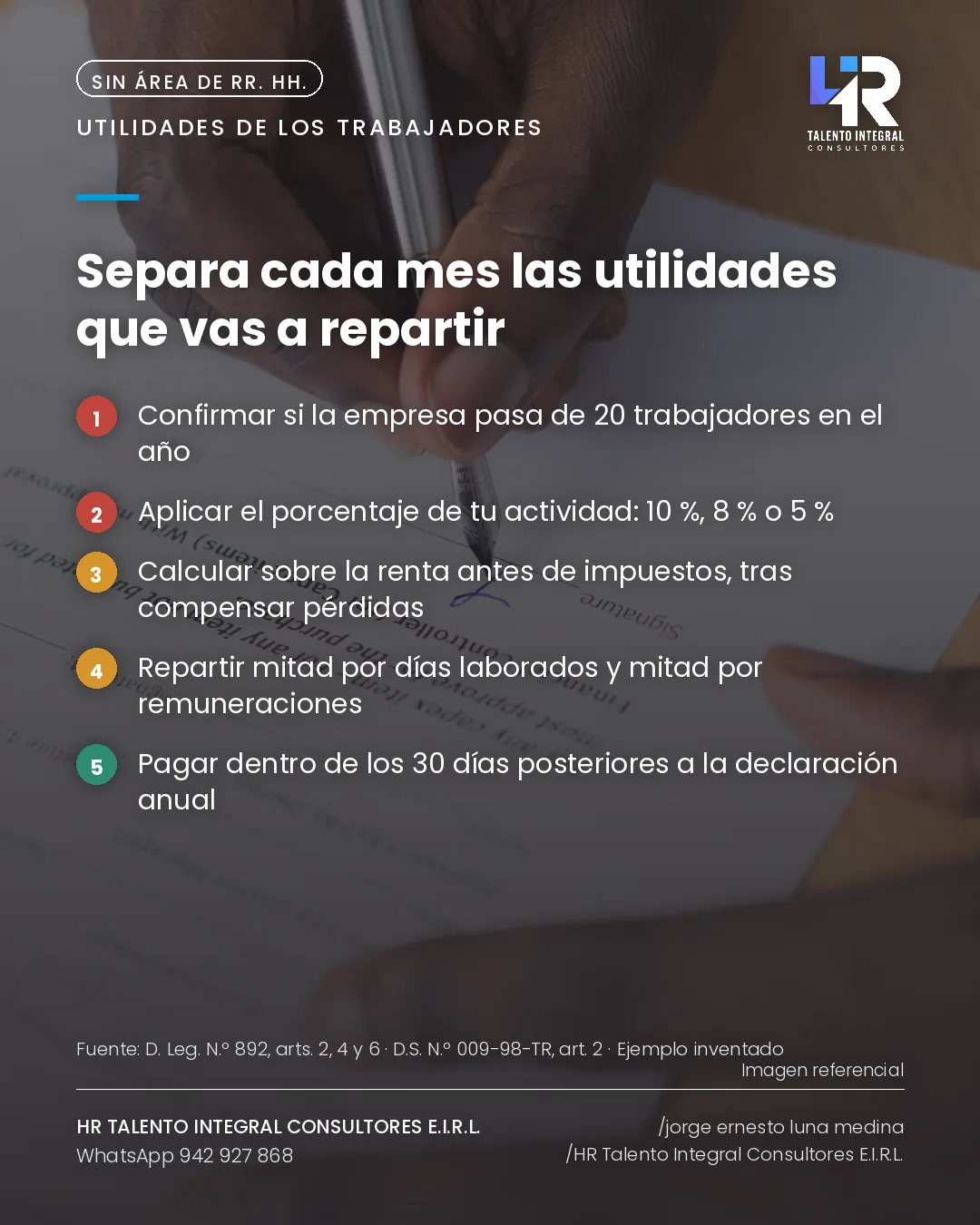 Pieza de Criterio HRTIC: Las utilidades de los trabajadores se provisionan durante el año