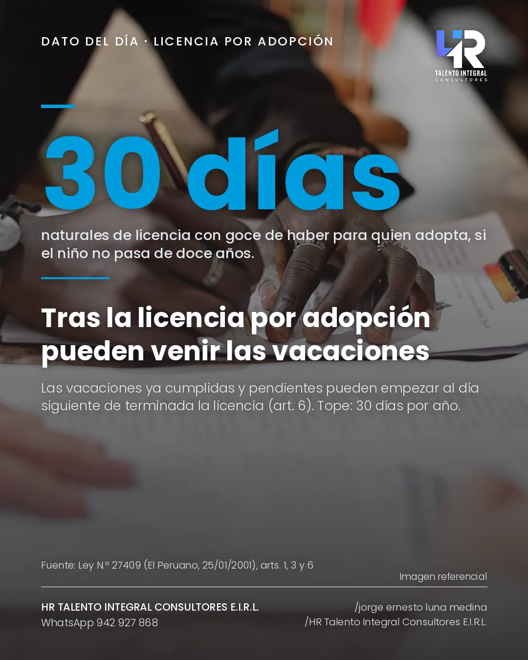 Pieza de Criterio HRTIC: Licencia por adopción: 30 días y las vacaciones pendientes después